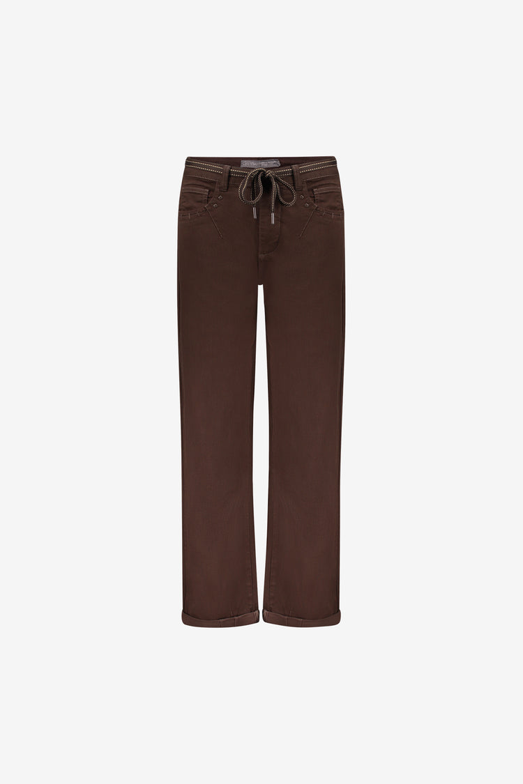 Geisha Cropped Straight Fit Jeans mit Bindegürtel und Umschlag