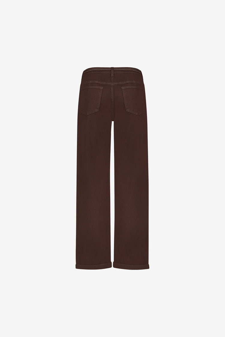 Geisha Cropped Straight Fit Jeans mit Bindegürtel und Umschlag