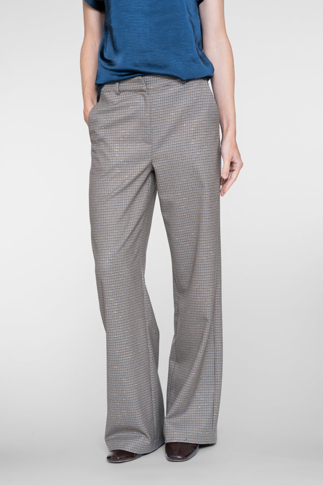 Geisha Damen High-Waist-Hose mit Karomuster und Glitzer