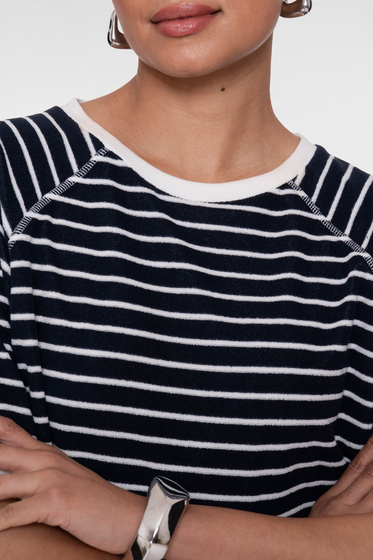 Geisha gestreifter Kurzarmpullover mit Raglanschnitt