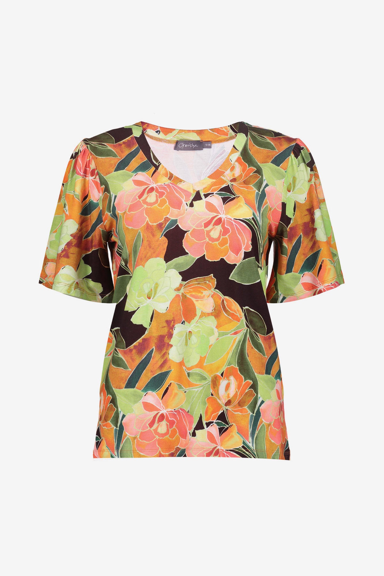 Geisha T-Shirt mit farbenfrohem Print