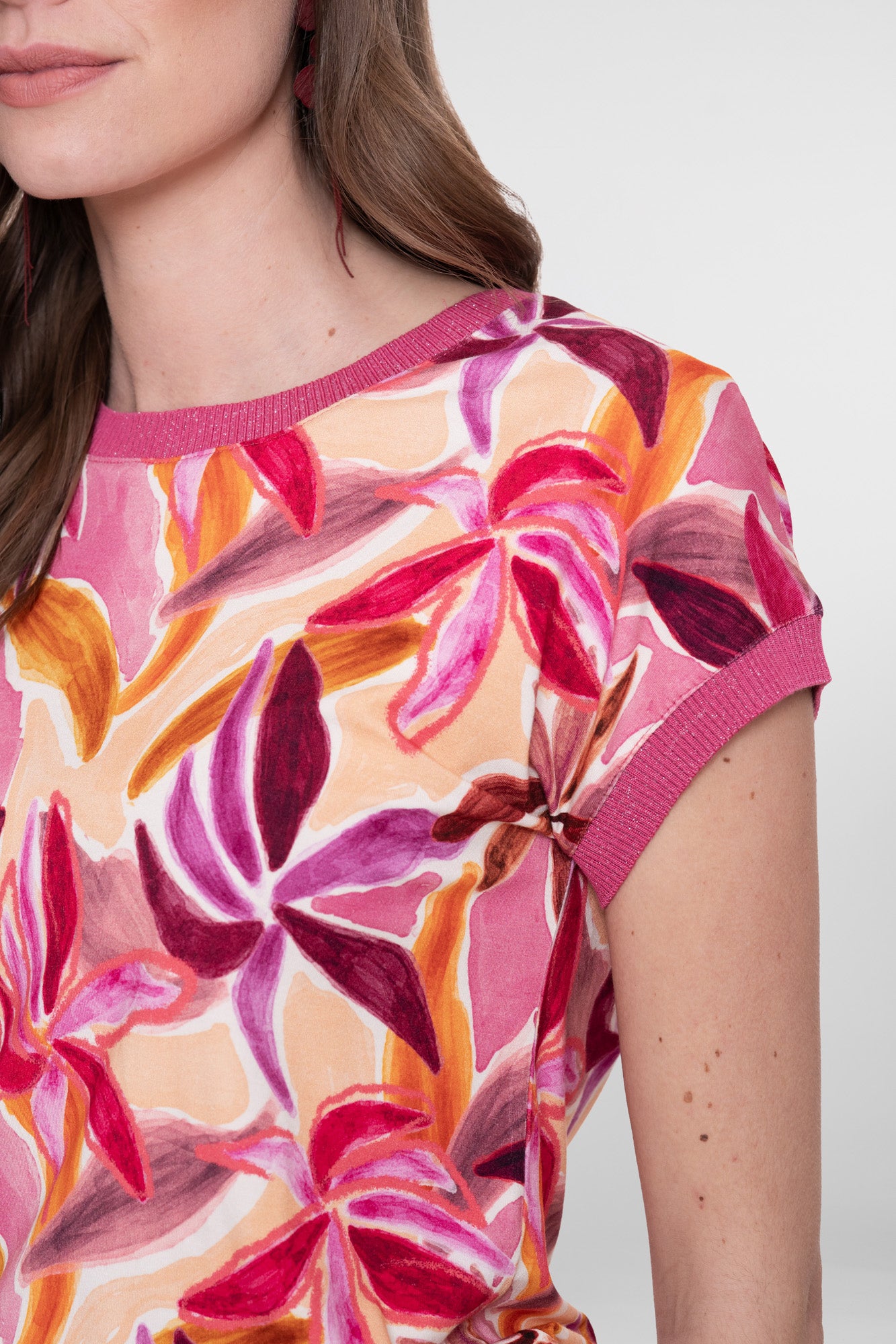 Geisha Jersey T-Shirt mit Rundhalsausschnitt und Glitzerdetail