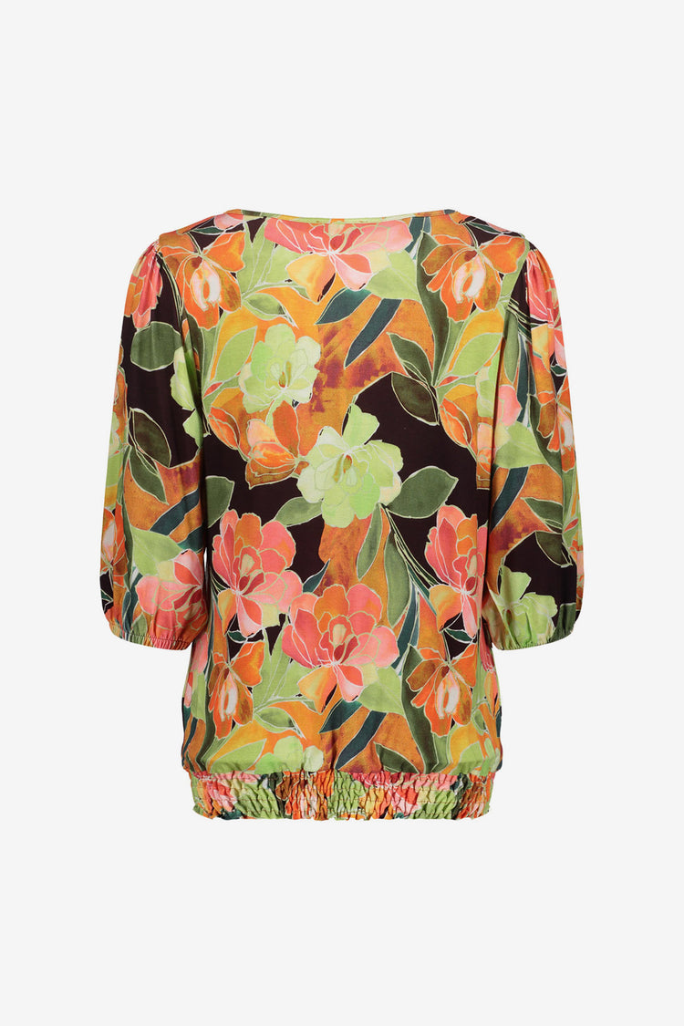 Geisha Jersey T-Shirt mit Smock-Detail