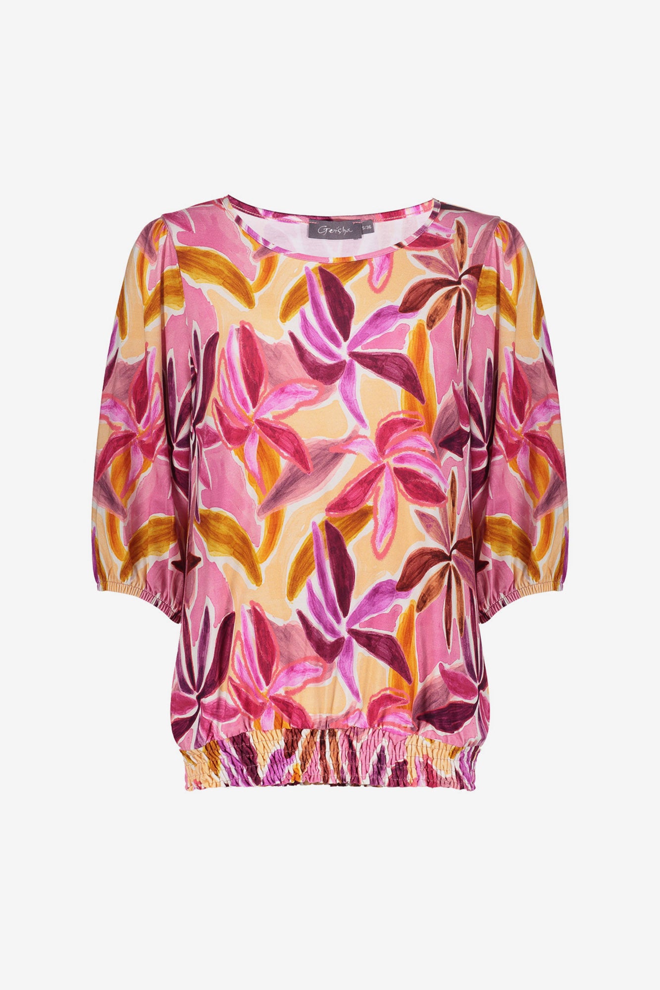 Geisha Jersey T-Shirt mit Smock-Detail