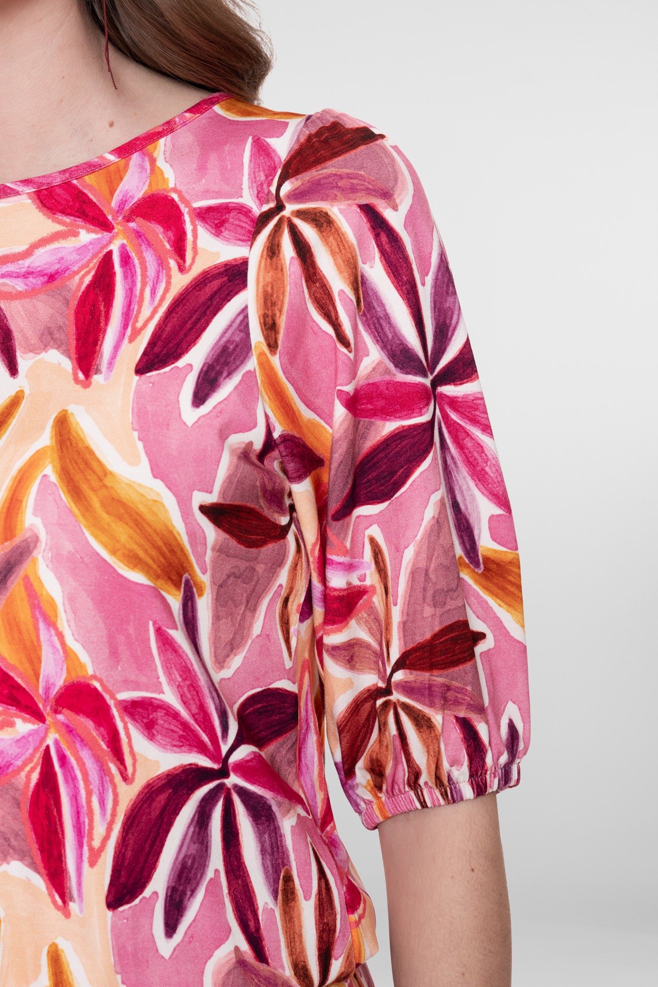 Geisha Jersey T-Shirt mit Smock-Detail