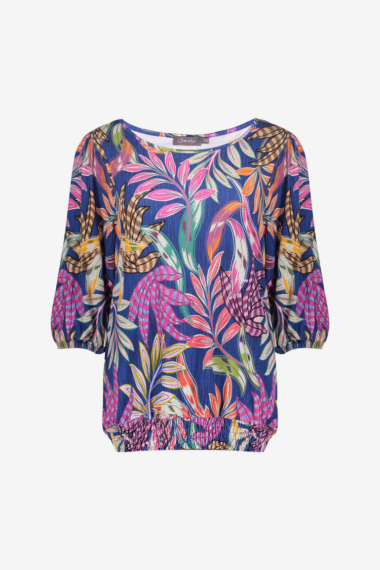 Geisha Jersey T-Shirt mit Smock-Detail