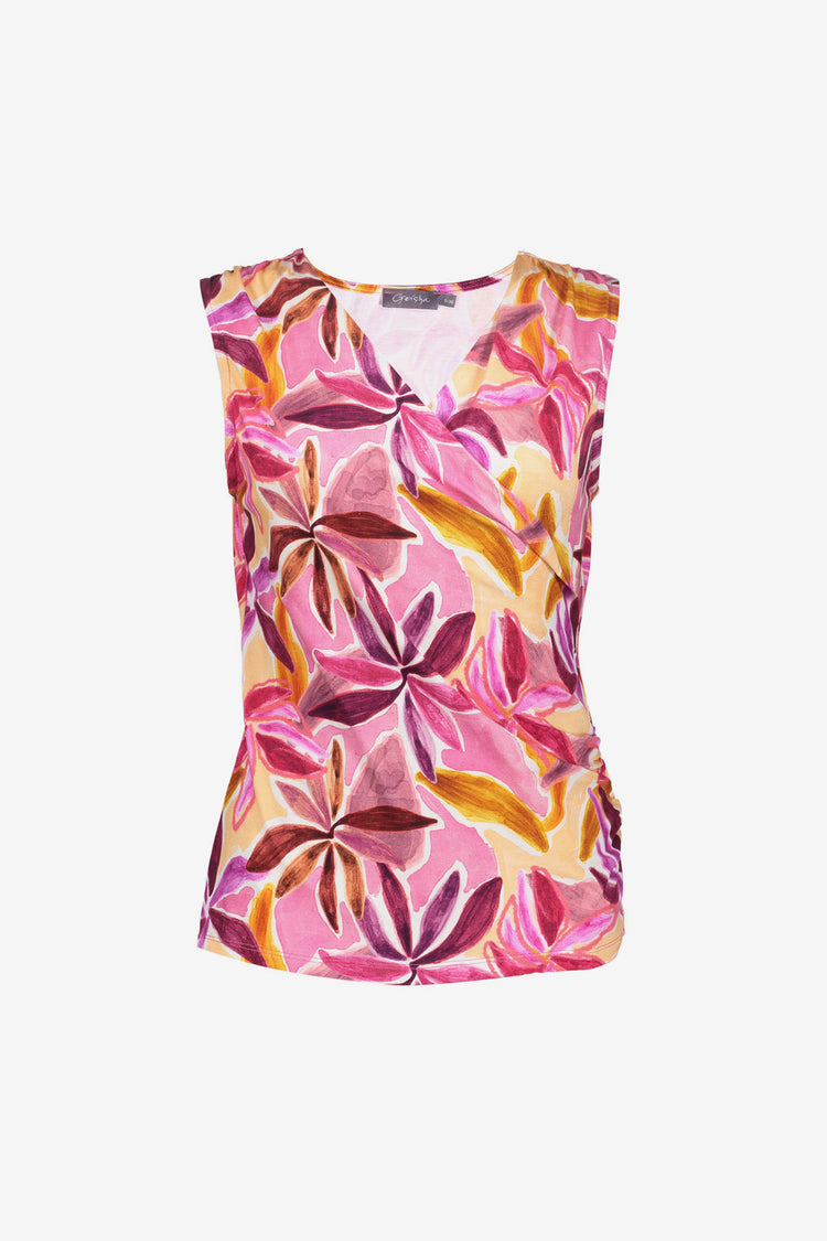 Geisha V-Ausschnitt Top mit Wickeldetail