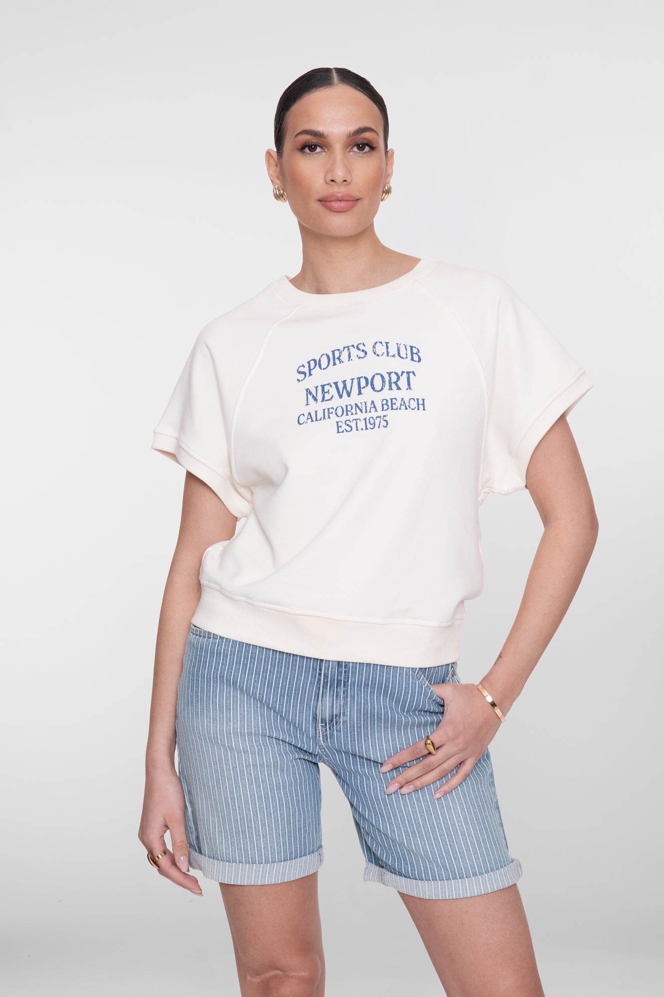 Geisha Boxy Sweatshirt mit Schriftprint und überschnittenen Schultern