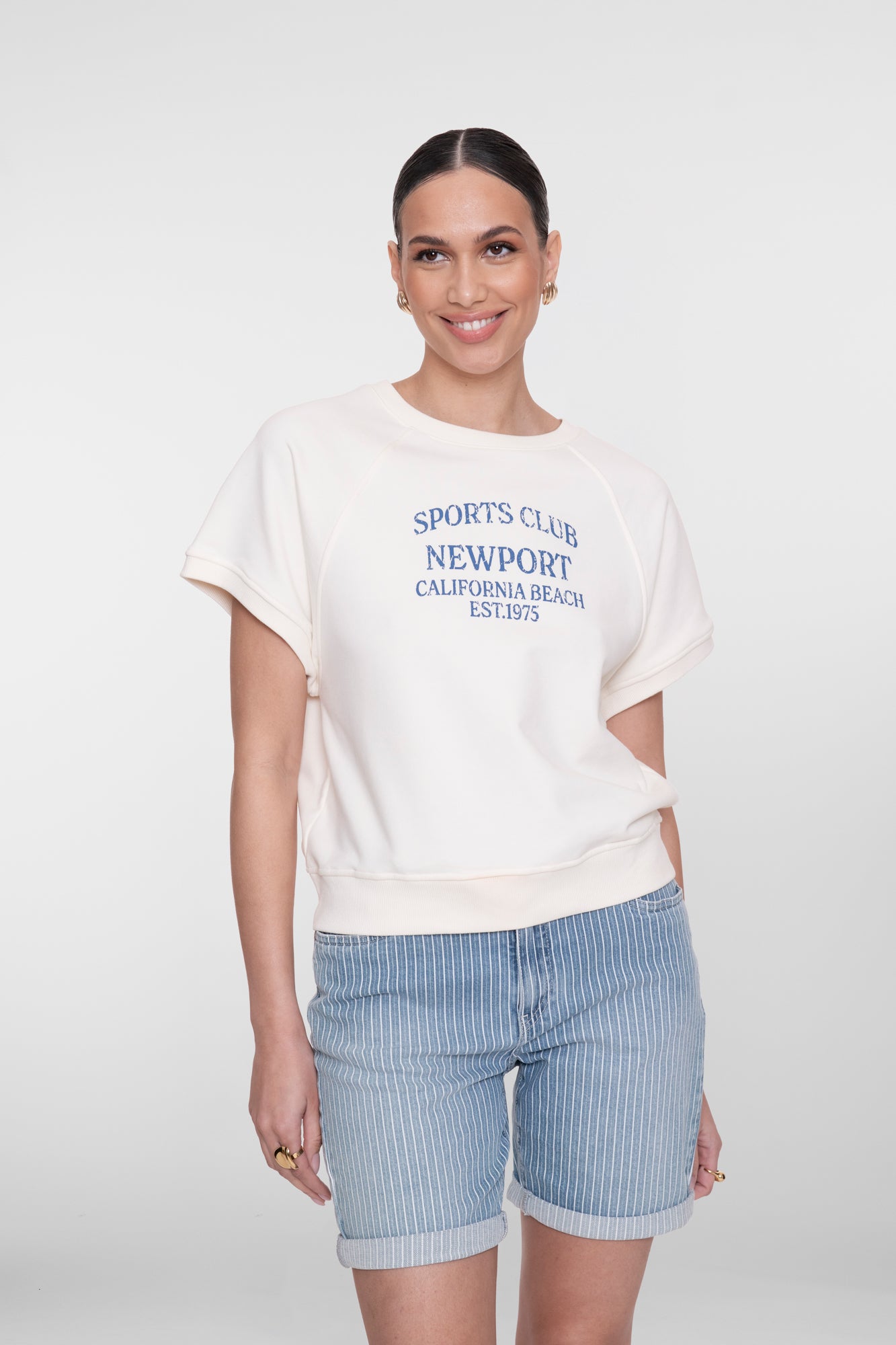 Geisha Boxy Sweatshirt mit Schriftprint und überschnittenen Schultern