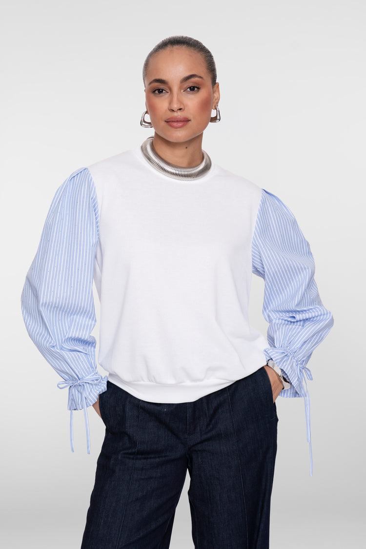 Geisha Sweatshirt im Spencer-Look mit Blusenärmeln