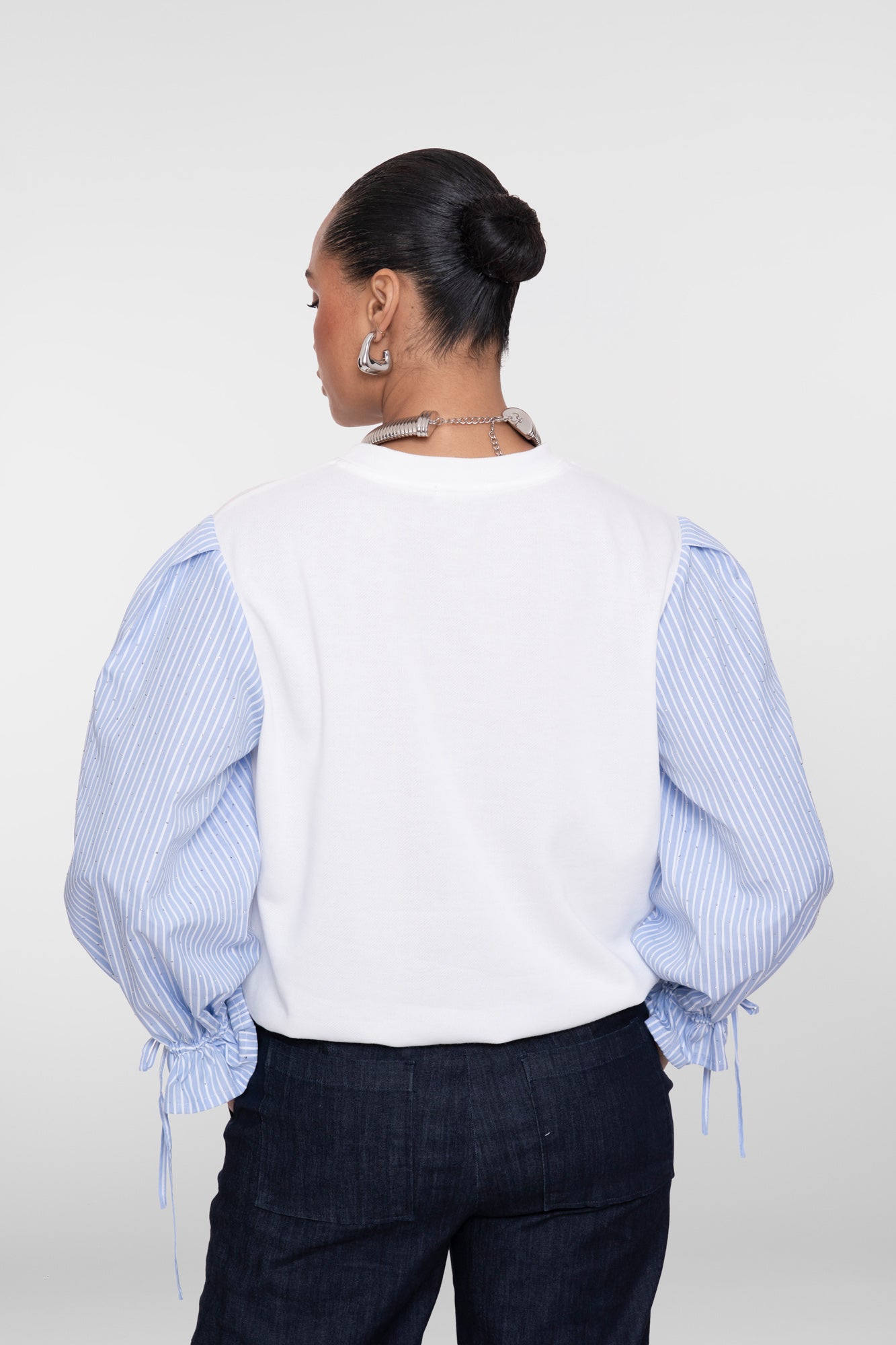 Geisha Sweatshirt im Spencer-Look mit Blusenärmeln