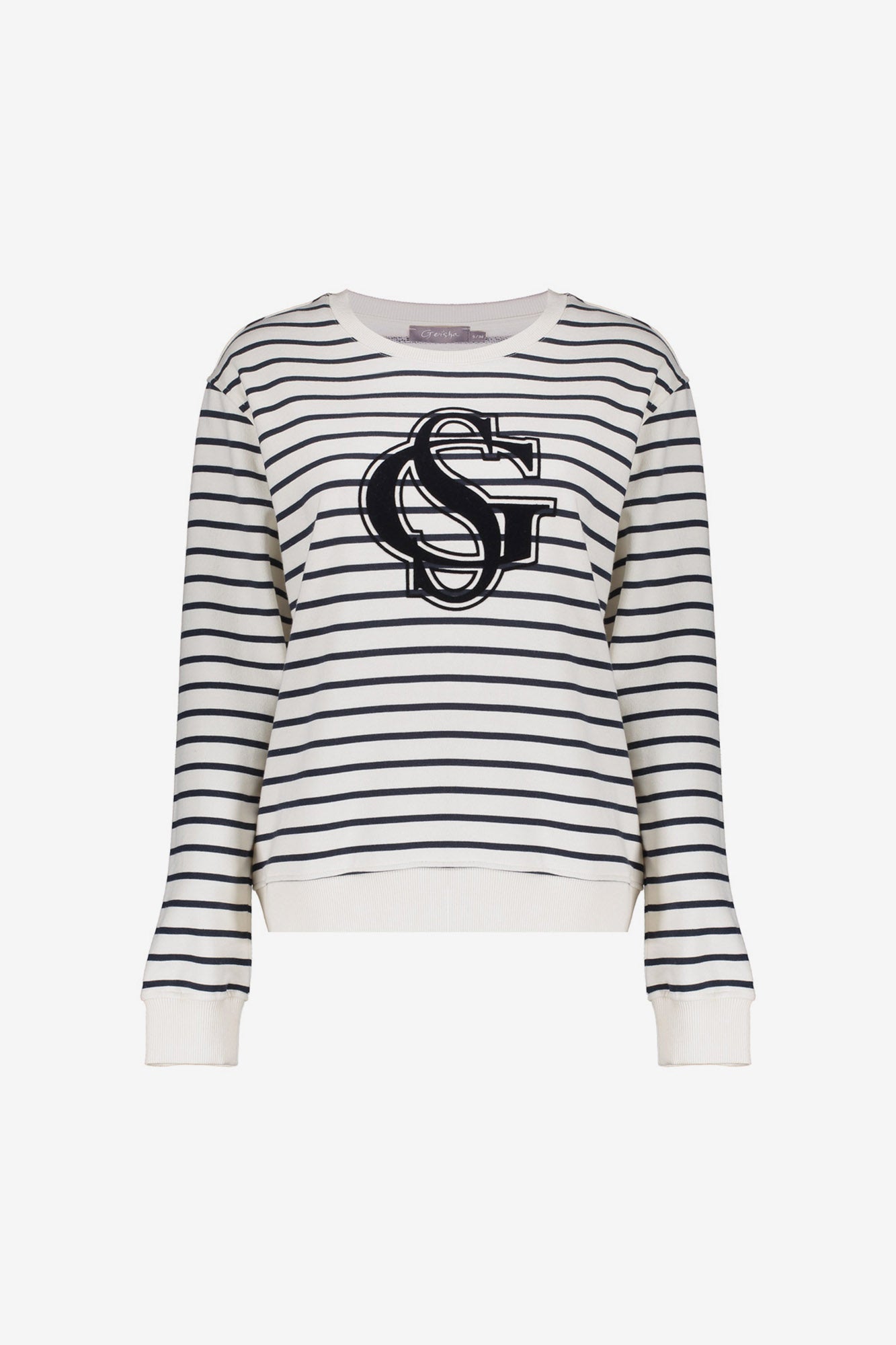Geisha Sweatshirt mit Streifen und Logo
