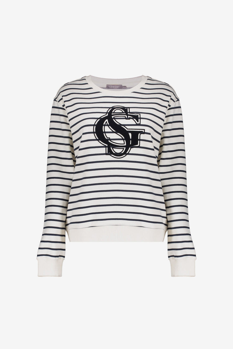 Geisha Sweatshirt mit Streifen und Logo