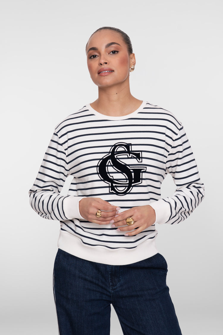 Geisha Sweatshirt mit Streifen und Logo