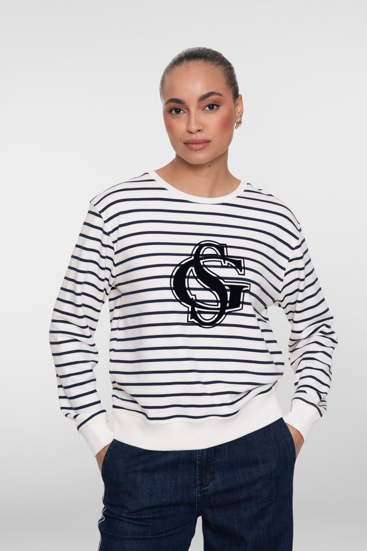 Geisha Sweatshirt mit Streifen und Logo