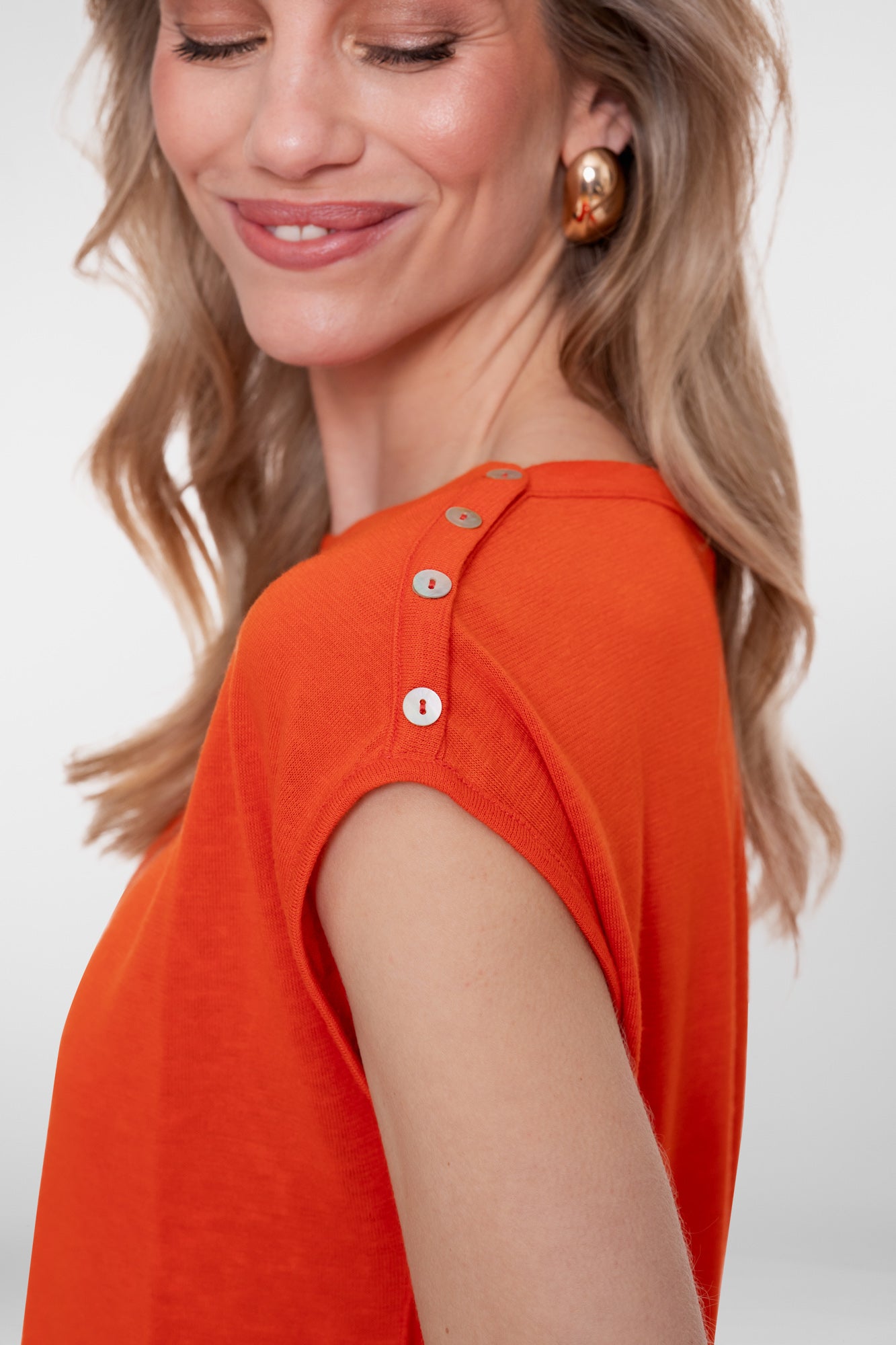Geisha top met aangeknipte mouw oranje