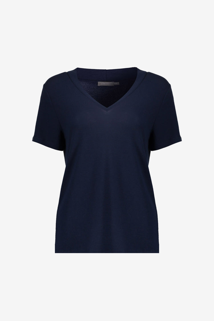 Geisha schwarzes T-Shirt mit V-Ausschnitt