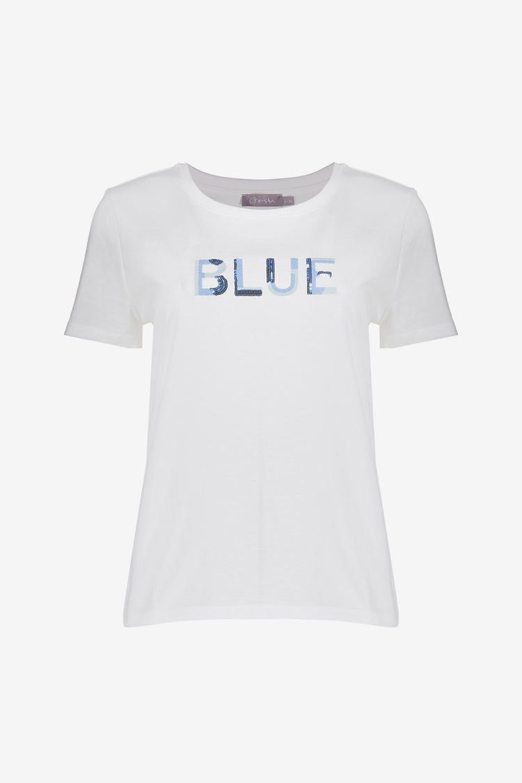 Geisha T-Shirt „Blue“ mit Rundhalsausschnitt