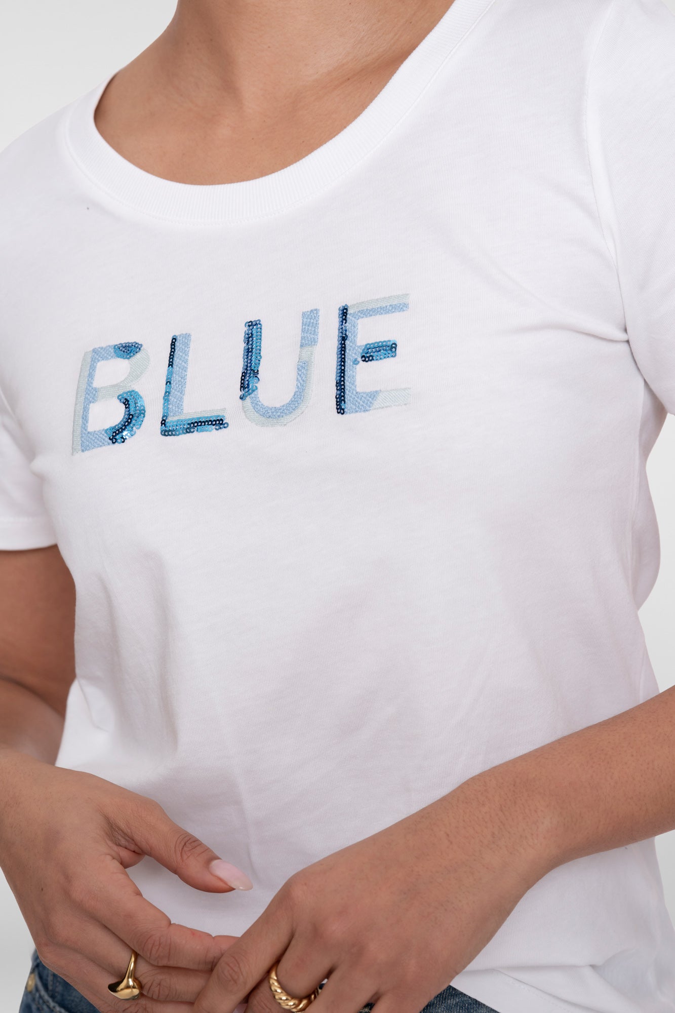 Geisha T-Shirt „Blue“ mit Rundhalsausschnitt
