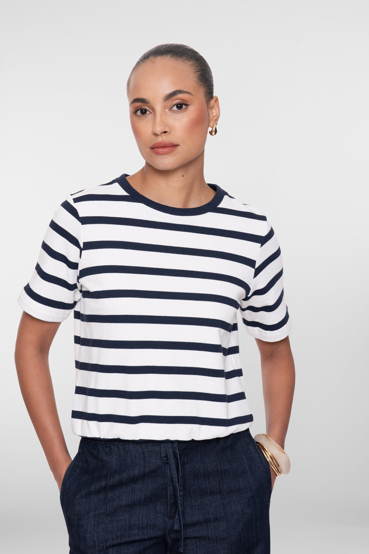 Geisha Gestreiftes Damen Top mit kurzen Ärmeln