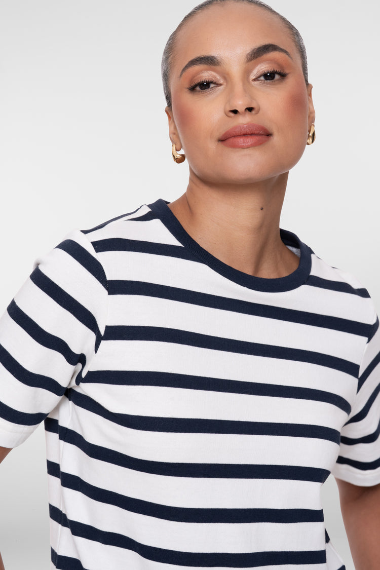 Geisha Gestreiftes Damen Top mit kurzen Ärmeln