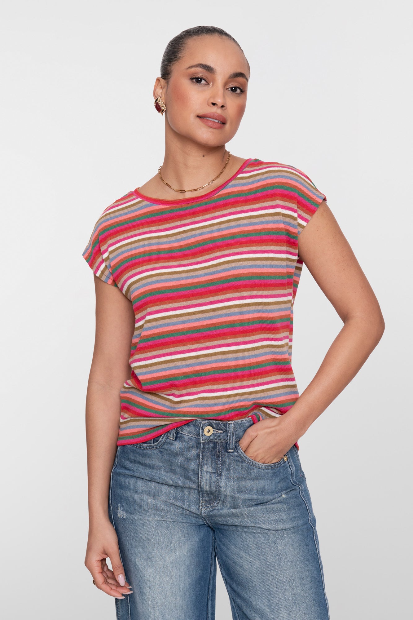 Geisha gestreiftes mehrfarbig gemustertes Damen-Top