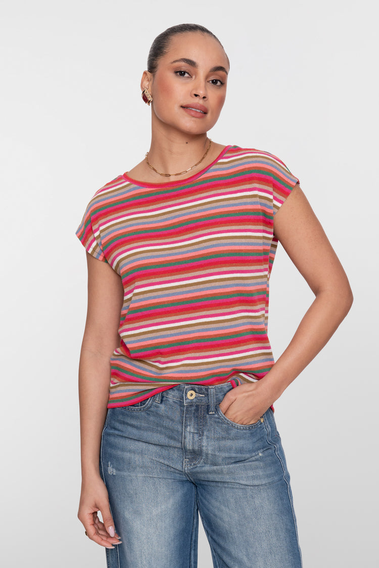 Geisha gestreiftes mehrfarbig gemustertes Damen-Top