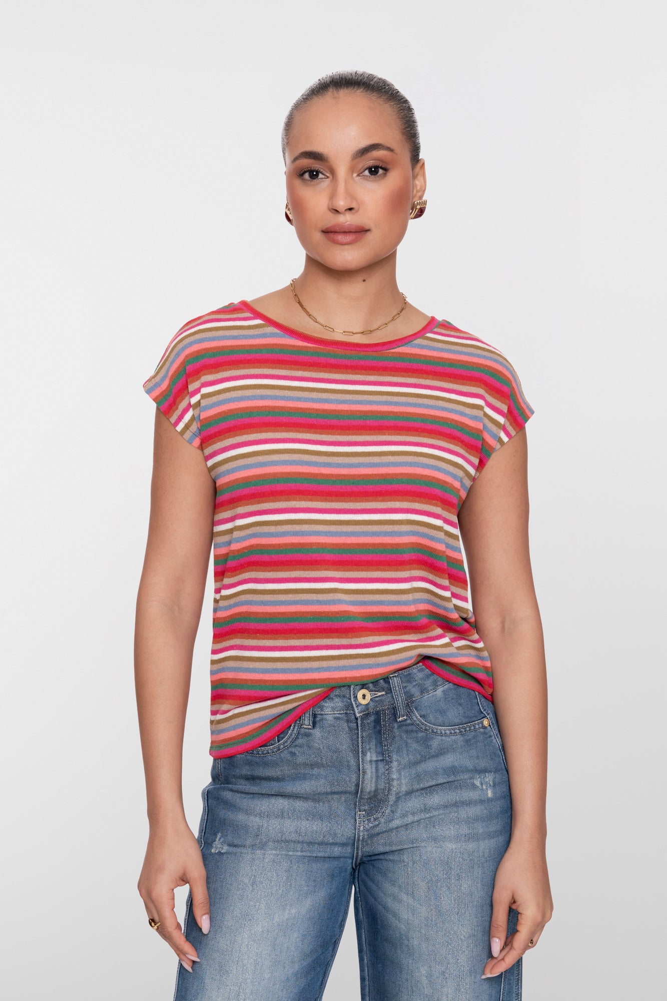 Geisha gestreiftes mehrfarbig gemustertes Damen-Top