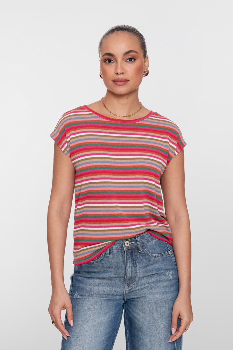 Geisha gestreiftes mehrfarbig gemustertes Damen-Top