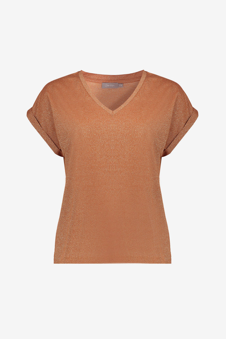Geisha T-Shirt mit Lurex und V-Ausschnitt