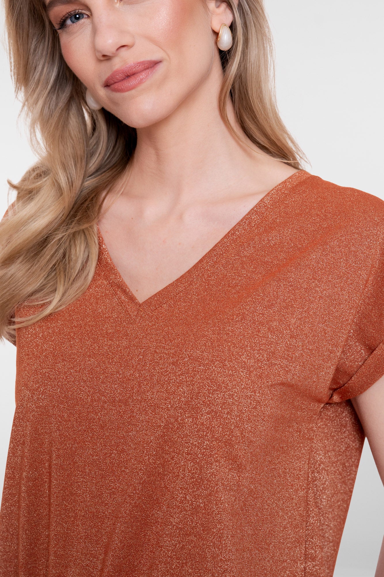 Geisha T-Shirt mit Lurex und V-Ausschnitt