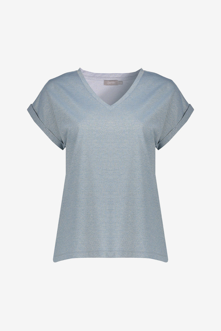 Geisha T-Shirt mit V-Ausschnitt und Lurex