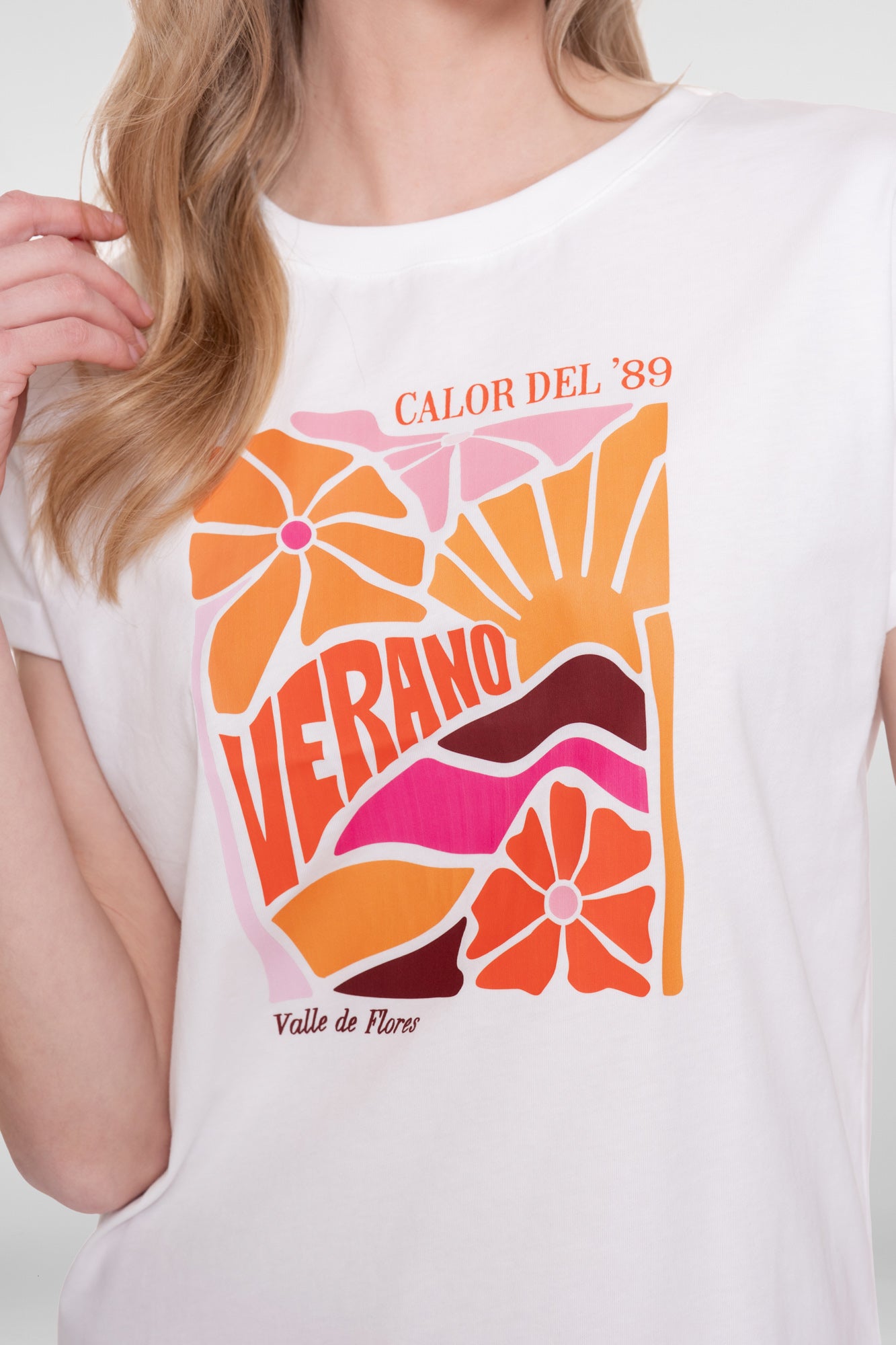 Geisha-T-Shirt 'Verano' Druck weiß