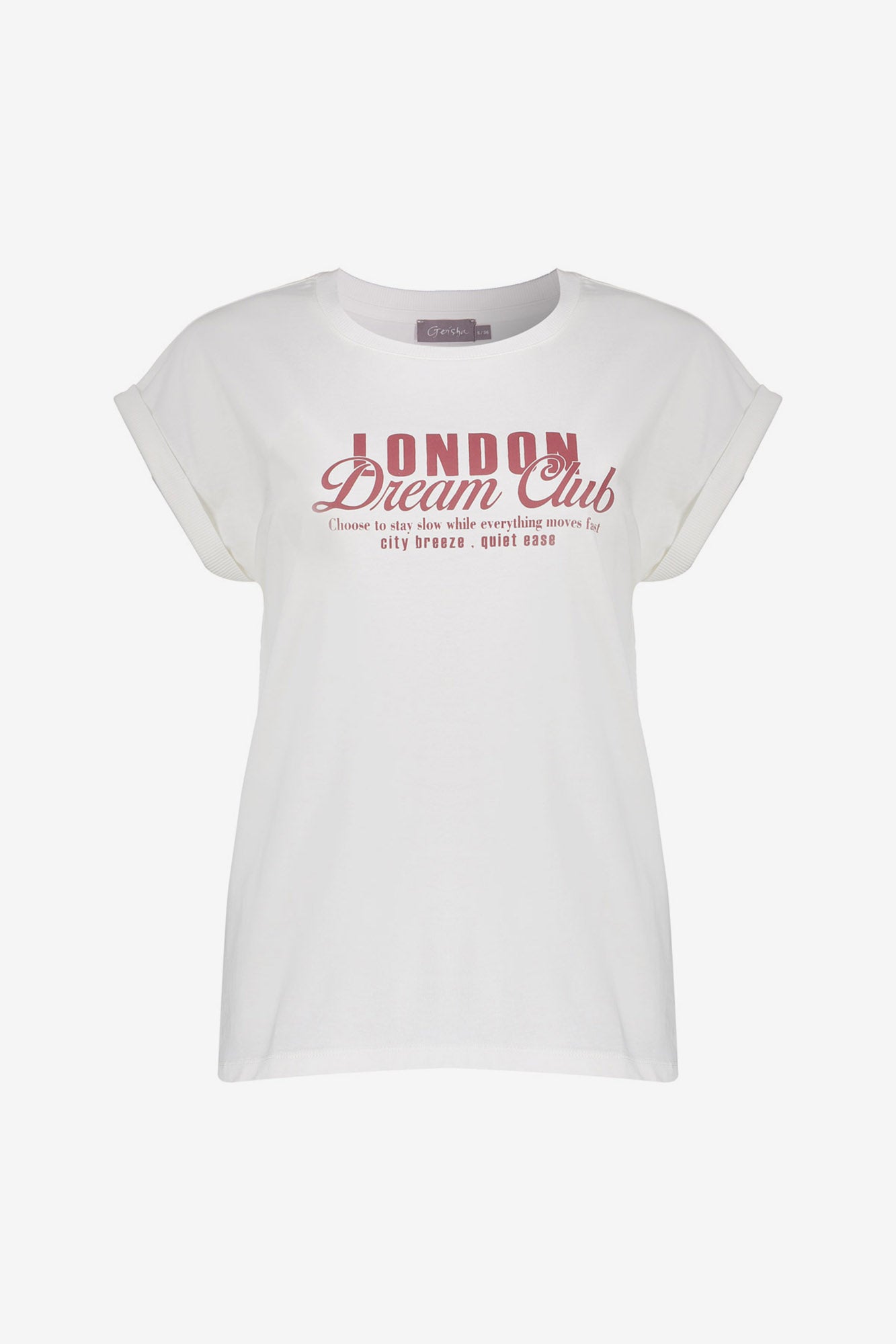 Geisha T-Shirt „London Dream Club“ mit umgeschlagenen kurzen Ärmeln