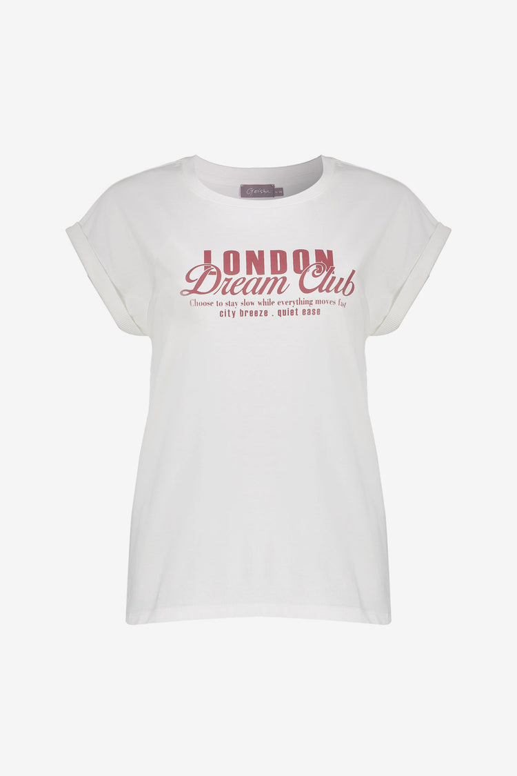Geisha T-Shirt „London Dream Club“ mit umgeschlagenen kurzen Ärmeln