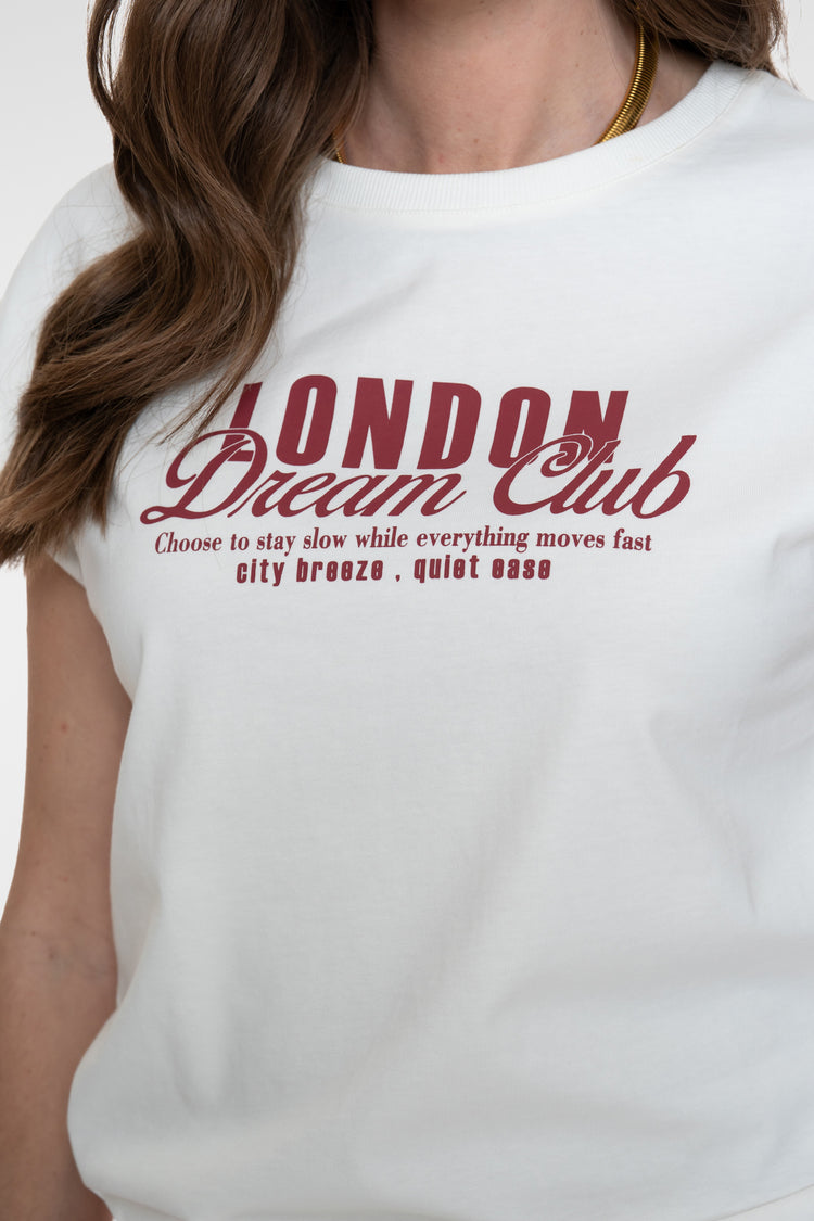 Geisha T-Shirt „London Dream Club“ mit umgeschlagenen kurzen Ärmeln