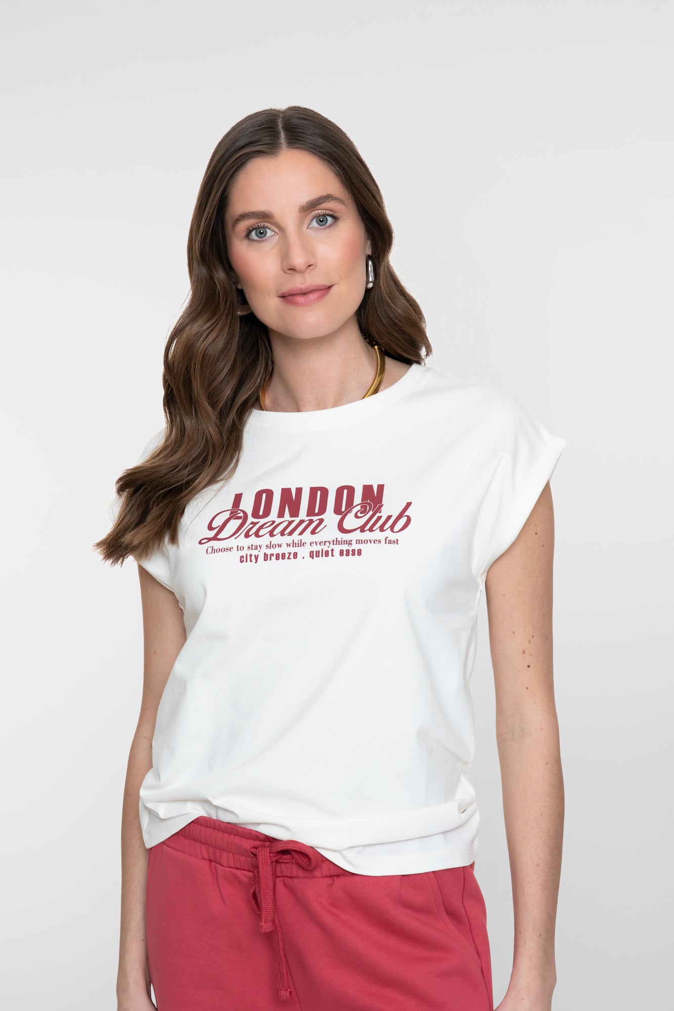 Geisha T-Shirt „London Dream Club“ mit umgeschlagenen kurzen Ärmeln