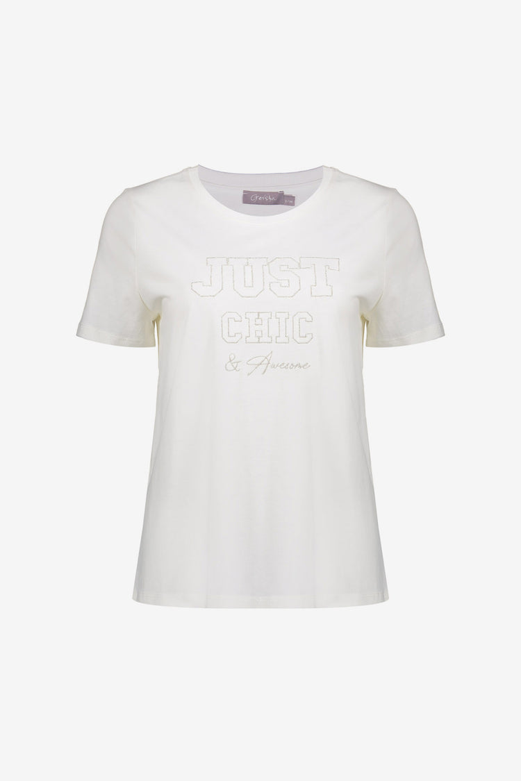 Geisha T-Shirt mit Chestprint und subtiler Struktur