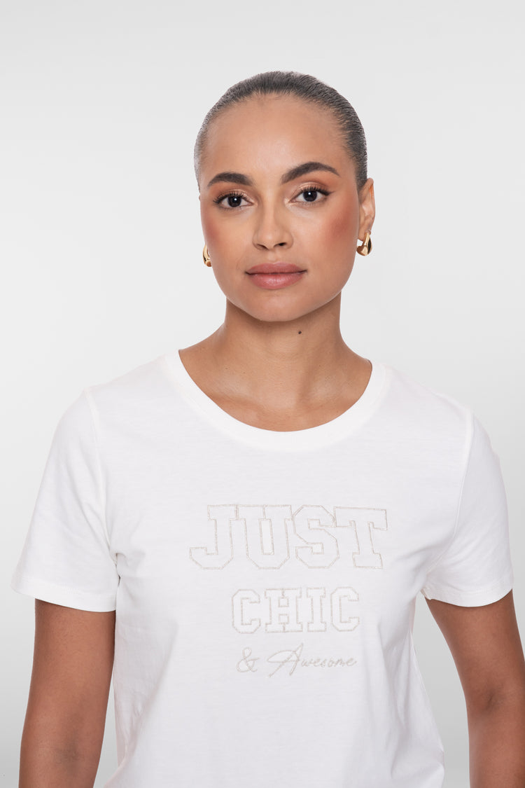 Geisha T-Shirt mit Chestprint und subtiler Struktur
