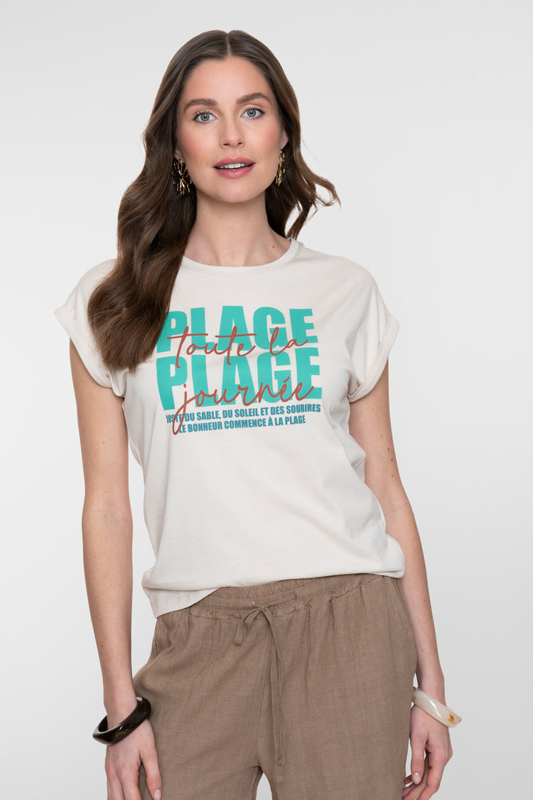 Geisha T-Shirt mit auffälligem Print und sommerlicher Ausstrahlung