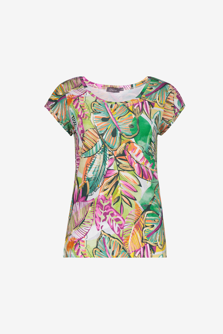 Geisha T-Shirt aus Trikot mit grafischem Print und fließender Passform