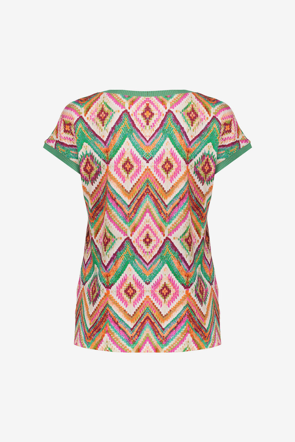 Geisha T-Shirt mit grafischem Print und Rippbündchen mit Lurex