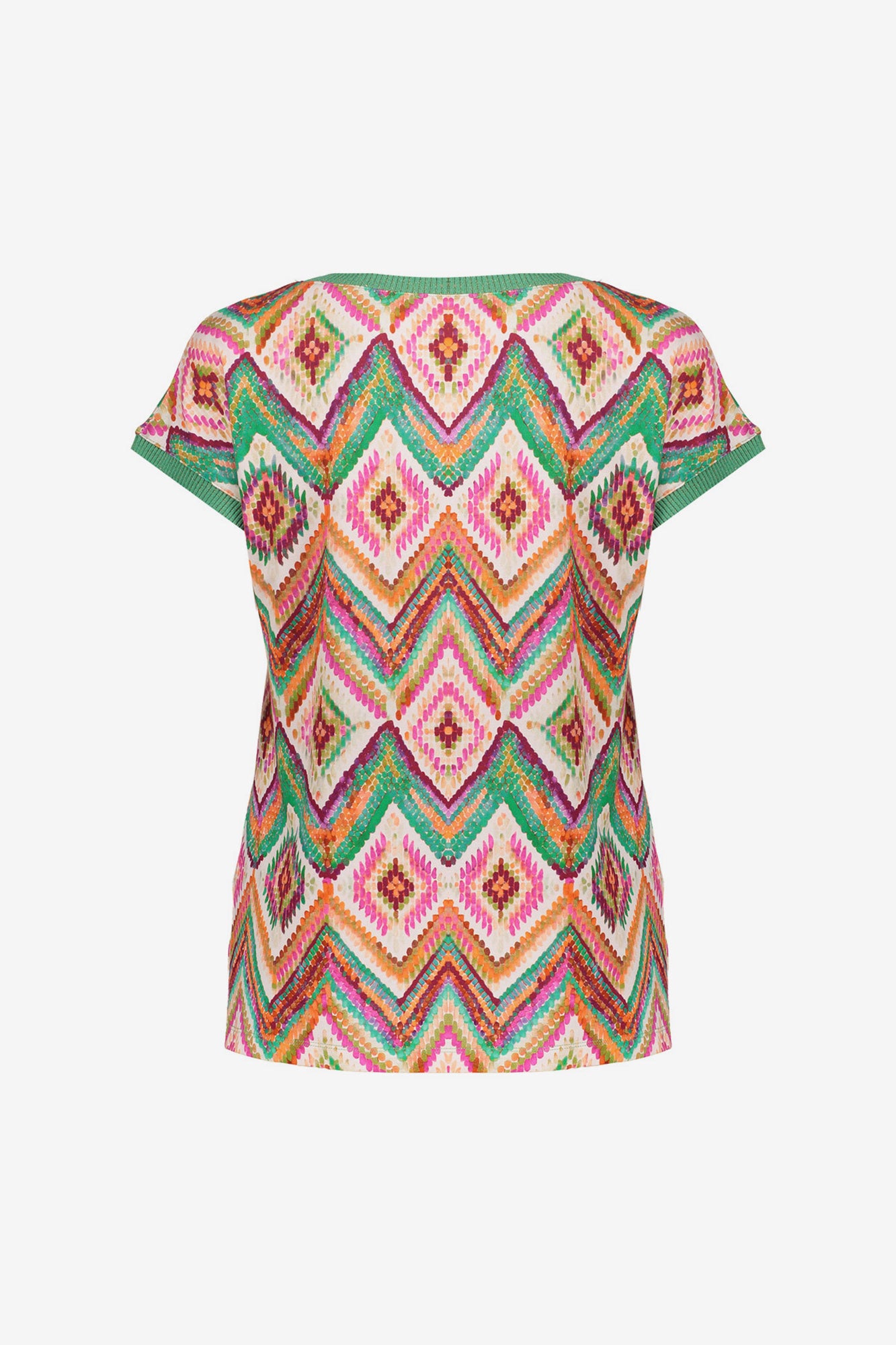Geisha T-Shirt mit grafischem Print und Rippbündchen mit Lurex