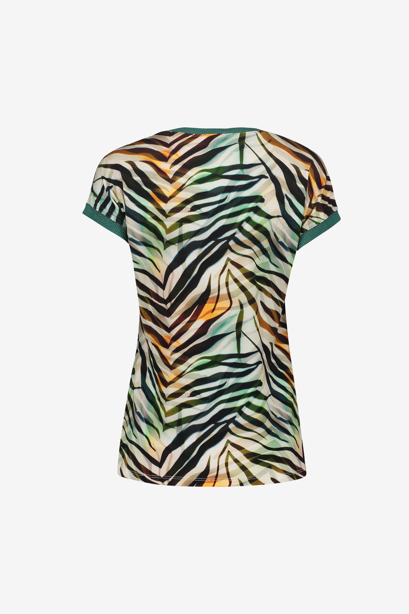 Geisha T-Shirt mit grafischem Print und Rippbündchen mit Lurex