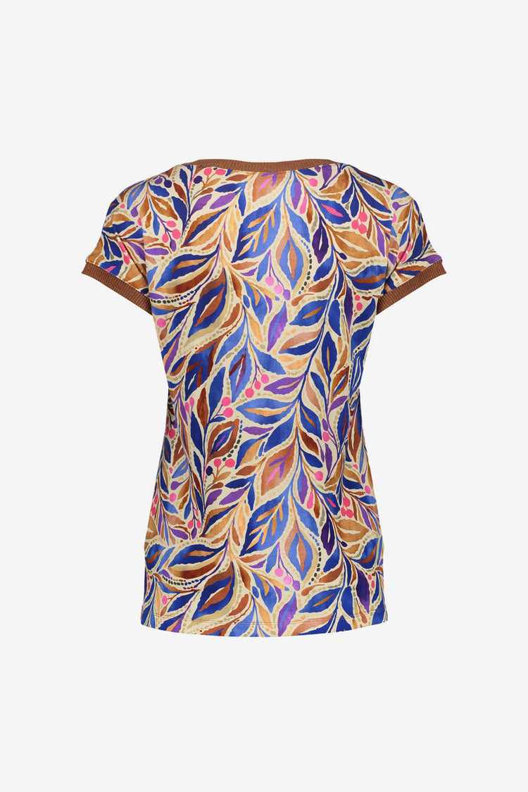 Geisha T-Shirt mit grafischem Print und Rippbündchen mit Lurex