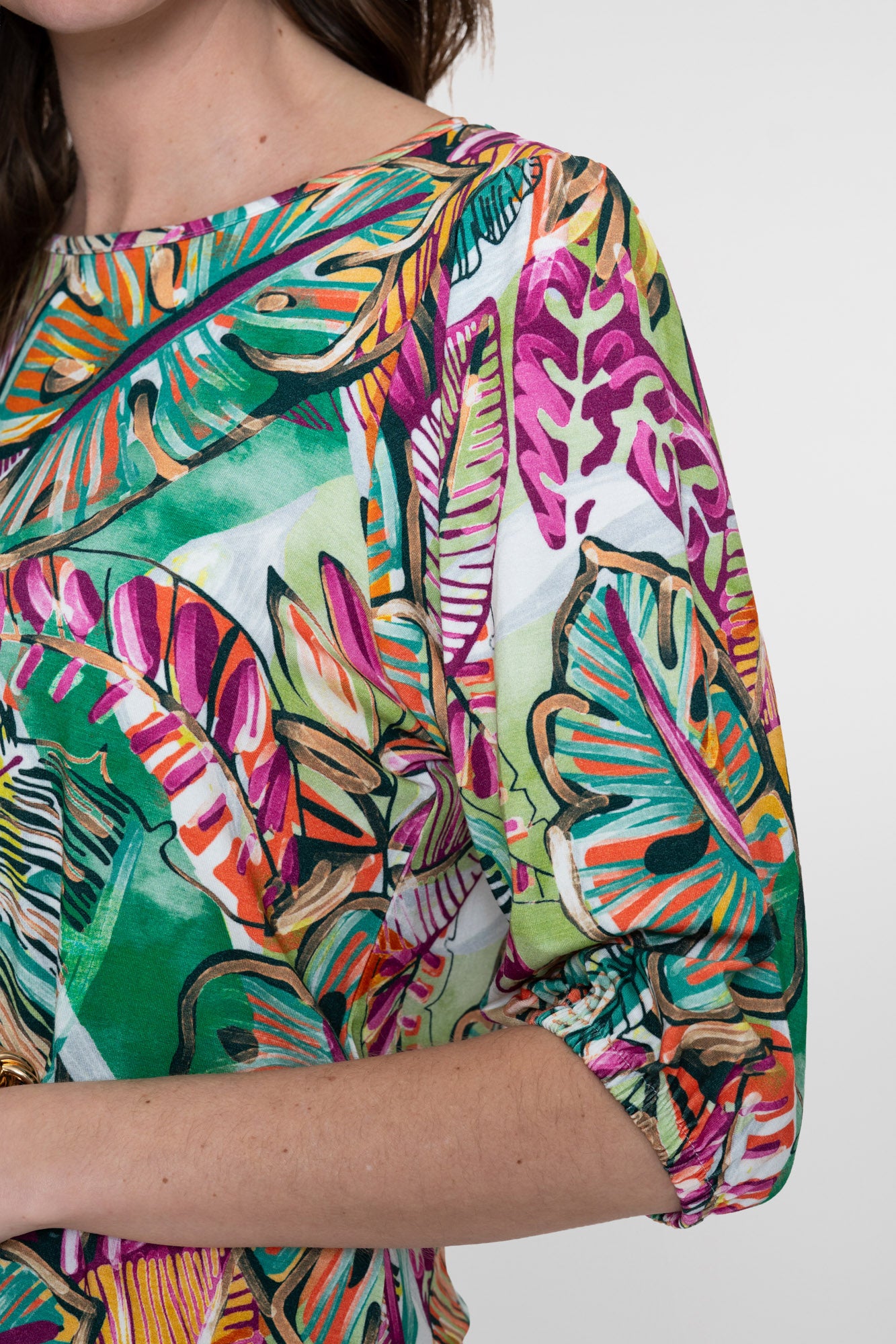 Geisha Top mit Print und Smockdetail
