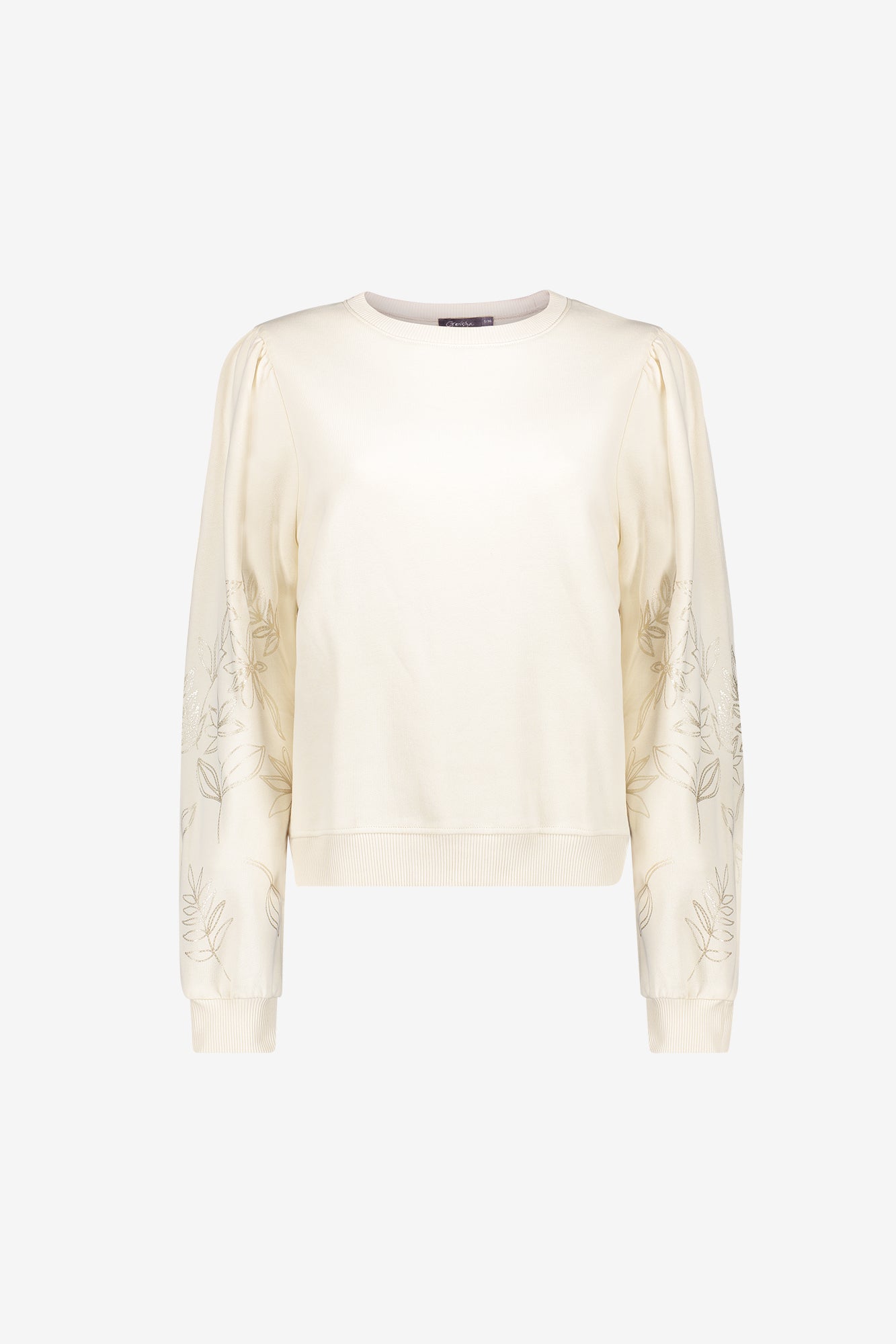 Geisha Sweatshirt mit bestickten Blumenärmeln