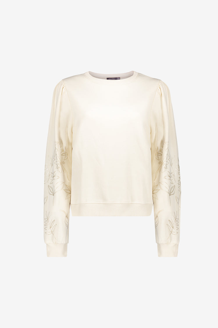 Geisha Sweatshirt mit bestickten Blumenärmeln