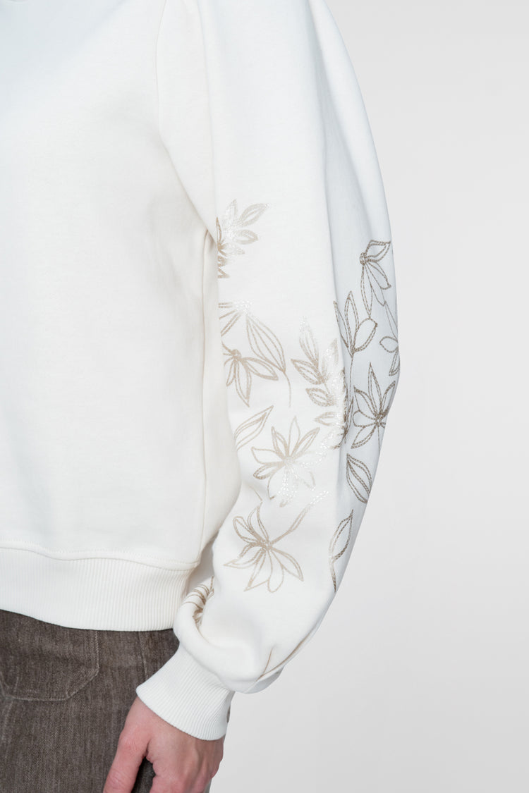 Geisha Sweatshirt mit bestickten Blumenärmeln