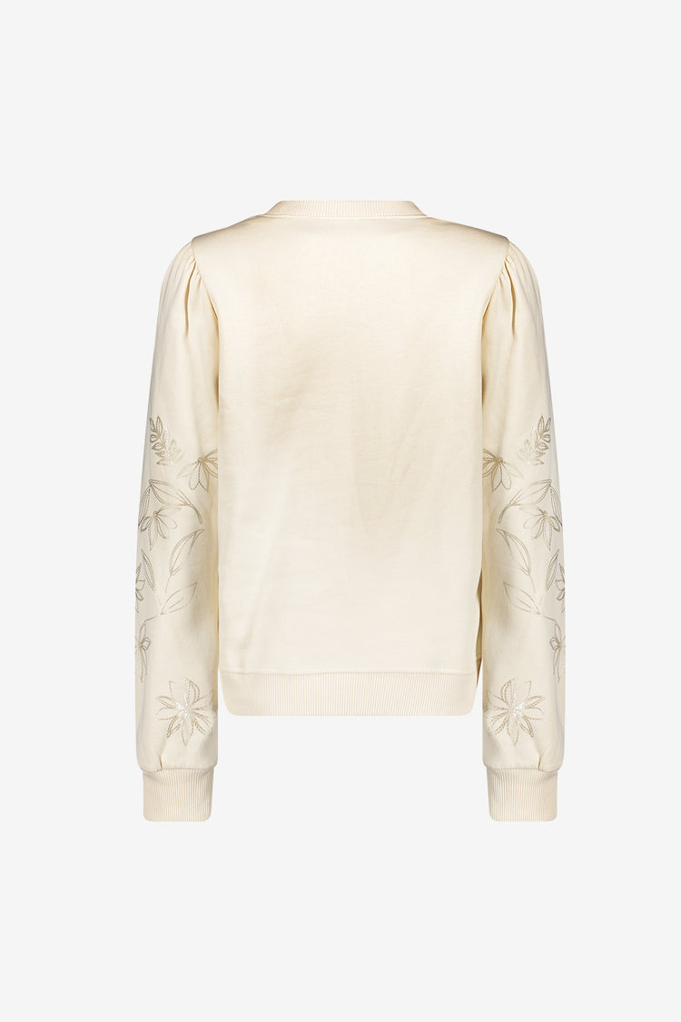 Geisha Sweatshirt mit bestickten Blumenärmeln